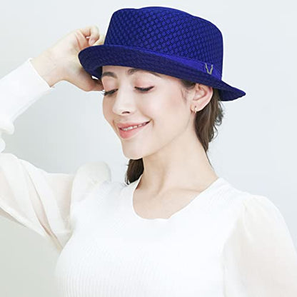 The Hat Depot Unisex Light Weight Classic Soft Cool Mesh Pork Pie hat - color: Royal, size: Small-Medium