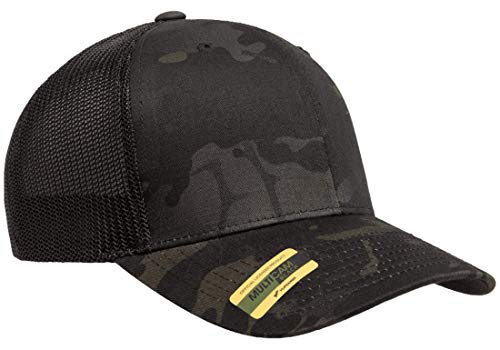 Mrlahat 6511 Flexfit Trucker Mesh One Size Fitted Cap 6 Panels with Black Bandana - color: Multicam Black