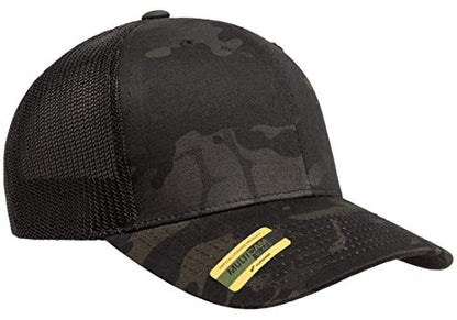 Mrlahat 6511 Flexfit Trucker Mesh One Size Fitted Cap 6 Panels with Black Bandana - color: Multicam Black