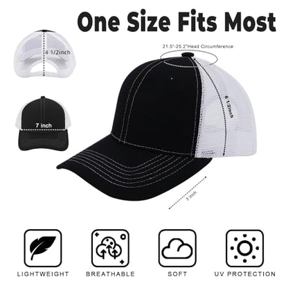 ZH 12 Pack Mesh Trucker Hats, Bulk Baseball Caps for Men and Women, Trucker Cap Wholesale - color: Black-white