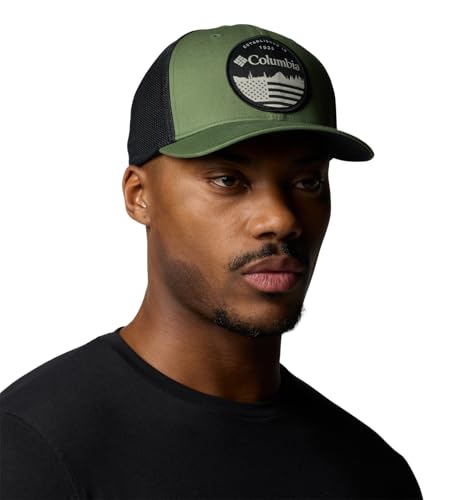 Columbia Men's Colm Mesh Ball Cap - color: Canteen/Black/Fun With Flags, size: Small-Medium