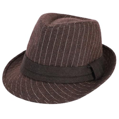 Unisex Fedora Hat Classic Trilby Hats Short Brim Panama Jazz Hat - color: Brown