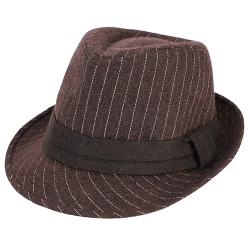 Unisex Fedora Hat Classic Trilby Hats Short Brim Panama Jazz Hat - color: Brown