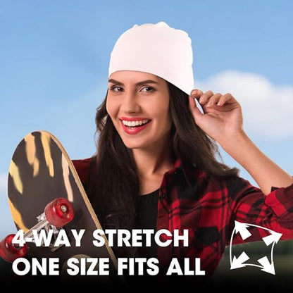 WTACTFUL Cooling Breathable Skull Cap Men Women, Sweat Wicking 1-2-4 Pack - color: #Black + White