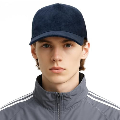 TopTie Suede Mesh Baseball Cap, Breathable Snapback Trucker Cap, 5-Panel Unisex Adjustable Sports Hat for Outdoor - color: Navy