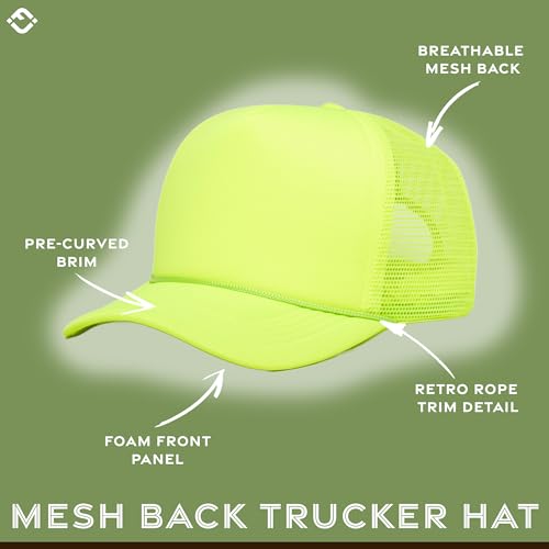 Funky Junque Blank Mesh Foam Lightweight Snapback Trucker Hat - color: 3 Pack - Neon Yellow (All)