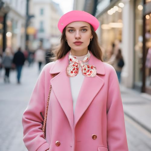 choyaxo 3pcs French Beret Hat Set Costume Accessories Set Including Beret Hat Scarf Crown Pin for Women French Themed Party - style: Vivid Style