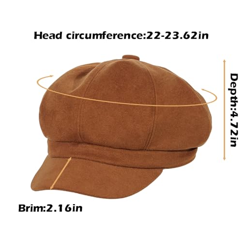 Women's Newsboy Hats Fashion Vintage 8 Panels Visor Beret Cabbie Cap Ladies Paperboy Cap - color: 2coffee