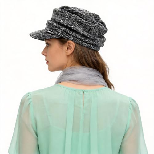 Ruphedy Newsboy Cap for Women Summer Chemo Headwear Hair Loss Cancer Hat with Brim - color: A106-silvery