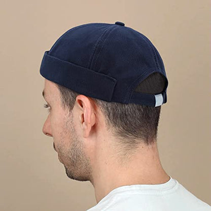 Glamorstar Dome Brimless Hats for Women Men Sailor Docker Beanie Cap Hip Hop Hats - color: Navy