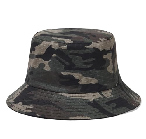 Quanhaigou Bucket Hat for Men Women,Packable Reversible Printed Sun Hats,Fisherman Outdoor Summer Travel Hiking Beach Caps - color: Camouflage