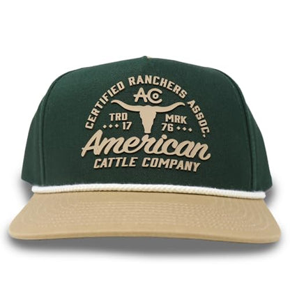 Certified Ranchers Association Adjustable Snapback Hat - color: Green/Khaki
