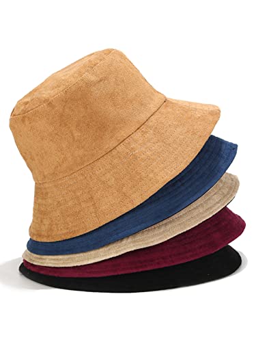 Trendy Fisherman Hats Double Side Wear Fishing Sun Hat Solid Color Bucket Hat Winter Reversible Packable Cap - color: Black