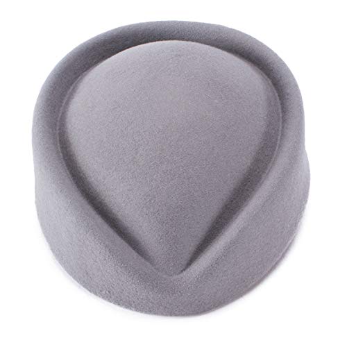 Lawliet Wool Stewardess Air Hostesses Pillbox Hat Millinery Teardrop Fascinator Base A040 - color: Grey