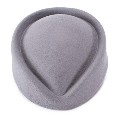 Lawliet Wool Stewardess Air Hostesses Pillbox Hat Millinery Teardrop Fascinator Base A040 - color: Grey