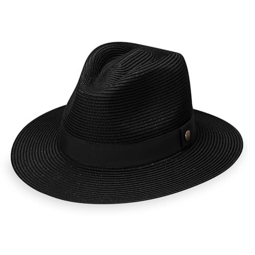 Unisex Palm Beach Fedora, Medium-Large or XL, Packable, UPF 50+, Adjustable - color: Black, size: Large-X-Large