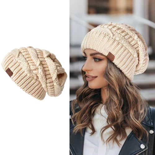 Women's Knitted Angora Wool Hat for Autumn and Winter Warm and Stylish with Rolled Brim and Slanted Rhinestones Cap - color: Z-rice