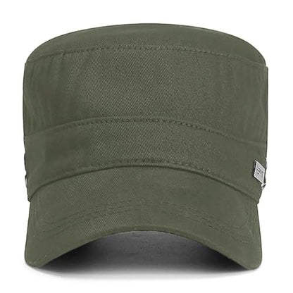 Men's Military Cadet Hat Flat Top Newsboy Cap - color: Green