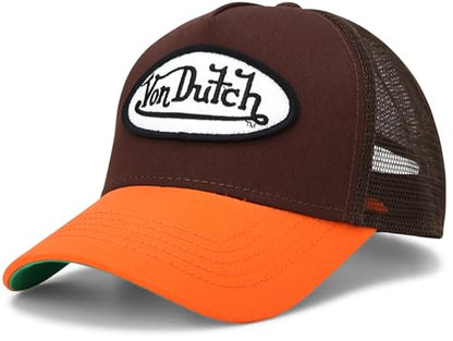 Von Dutch Unisex Trucker Hat, Colorblock, Mesh Back, Curved Bill, Snapback - color: Sepia Stone