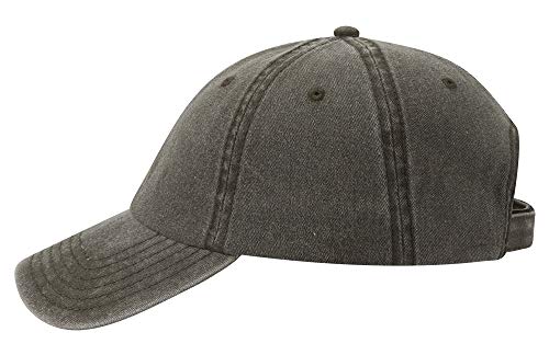 OTTO Garment Washed Pigment Dyed Cotton Twill 6 Panel Low Profile Dad Hat - color: Dk. Ol. Green
