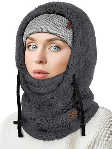 ROXUN Ski Mask Fleece Balaclava, Windproof Face Mask Winter Warm Neck Cover - color: Charcoal Gray