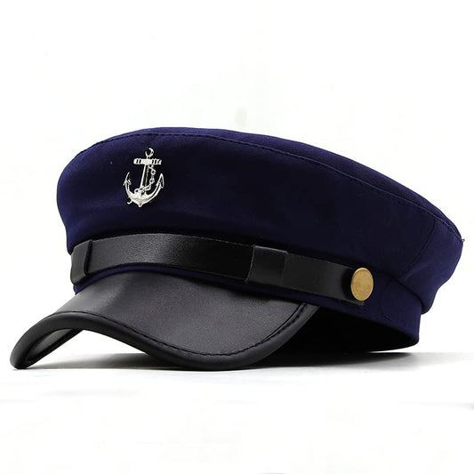 Newsboy Cap for Women Beret Hat Vintage Military Sailor Captain Caps - color: Navy