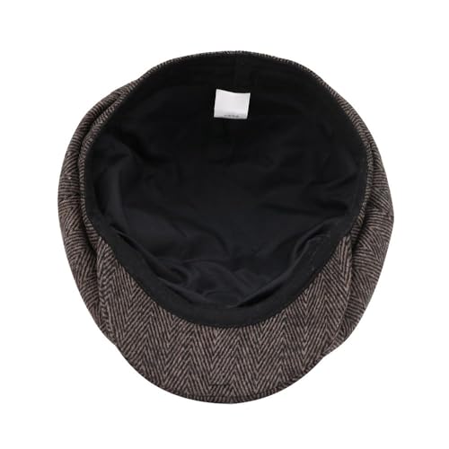 jerague Wool Newsboy Cap for Men Women - Classic Vintage Gatsby Lvy Cabbie Hat Flat Beret Cap Adjustable Size - color: Herringbone/Coffee, size: X-Large-XX-Large