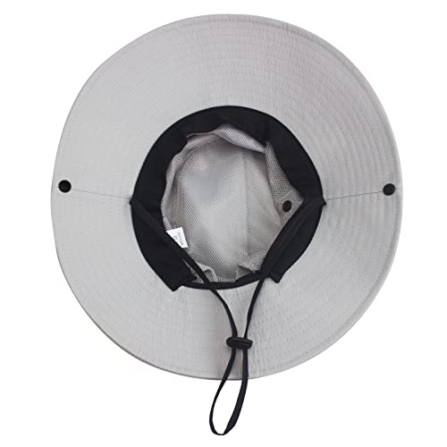 Muryobao Women's Ponytail Sun Hat UV Protection Foldable Mesh Wide Brim Beach Fishing Hat - color: Pure Light Grey