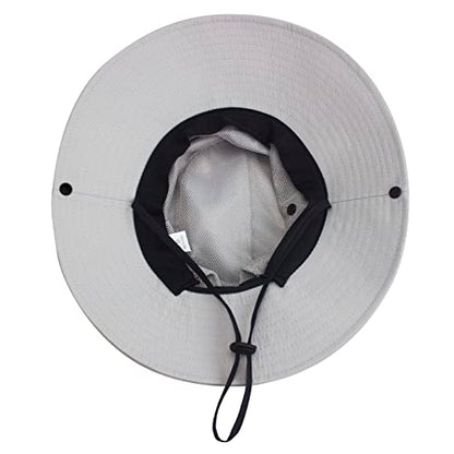 Muryobao Women's Ponytail Sun Hat UV Protection Foldable Mesh Wide Brim Beach Fishing Hat - color: Light Grey