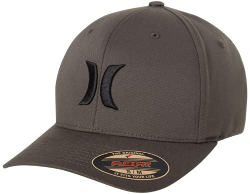 Hurley Mens Textured Fitted Baseball Cap, Moisture Wicking, Curved Brim - color: Dark Grey, size: Small-Medium