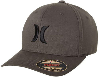 Hurley Mens Textured Fitted Baseball Cap, Moisture Wicking, Curved Brim - color: Dark Grey, size: Small-Medium