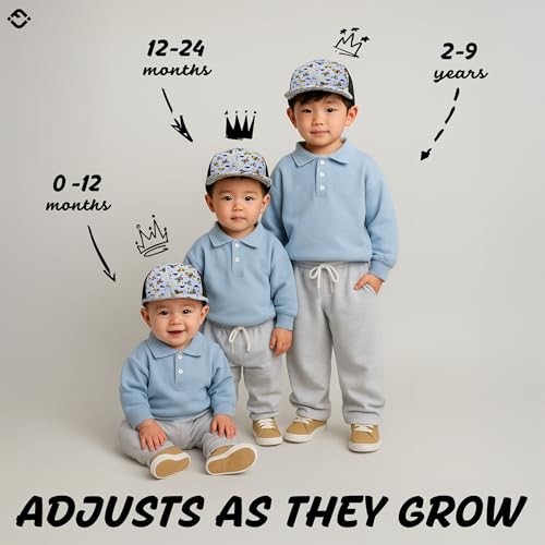 Funky Junque Kids Trucker Hat Toddler Boys & Girls Flat Brim Baseball Cap - color: Construction Print, size: 2-9 Years