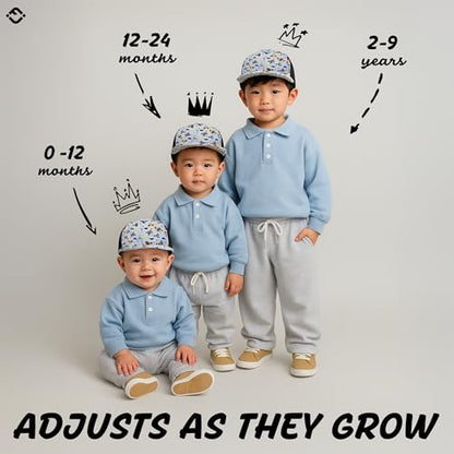 Funky Junque Kids Trucker Hat Toddler Boys & Girls Flat Brim Baseball Cap - color: Construction Print, size: 2-9 Years