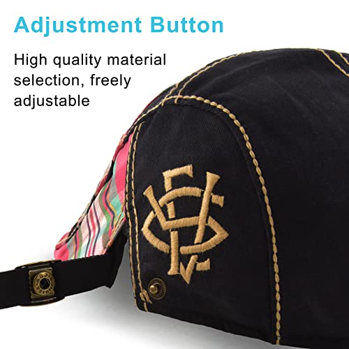 M MOACC Men Beret Hat Cotton Adjustable Newsboy Hats Cabbie Gatsby Cap Driving Flat Caps - color: Hat-t1-black(12489)