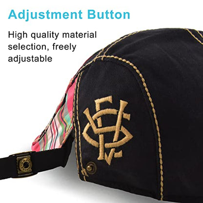 M MOACC Men Beret Hat Cotton Adjustable Newsboy Hats Cabbie Gatsby Cap Driving Flat Caps - color: Hat-t1-black(12489)