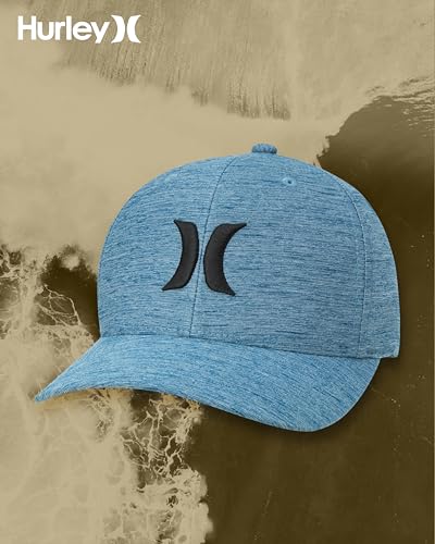 Hurley Mens Baseball Cap, H2O-Dri Stretch Fitted Hat with Curved Bill - color: Valerian Blue, size: Large-X-Large