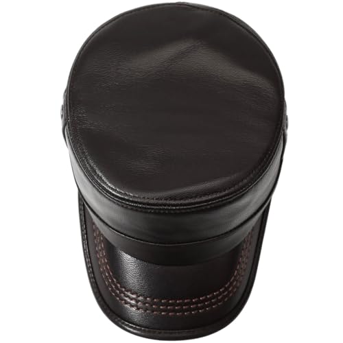 Leather Military Cap for Men Cadet Army Caps Style Flat Cap - color: Brown