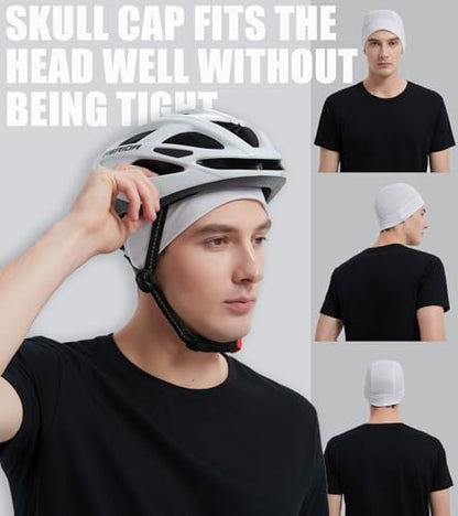 Skull Cap Helmet Liner for Men Women Cooling Hat Running Beanie - color: Set C-black,white,mint Green