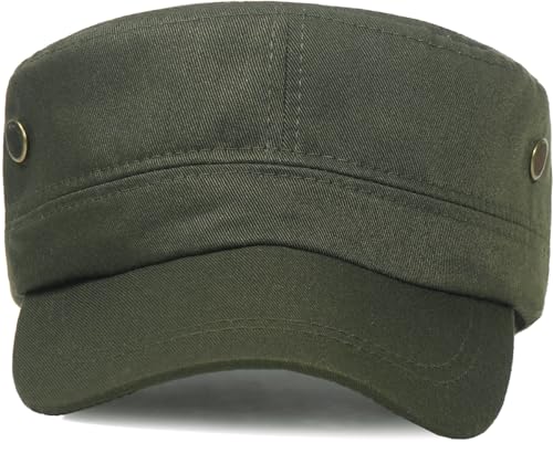 Unisex Classic Cadet Army Hat Flat Top Baseball Cap Military Hats - color: Green