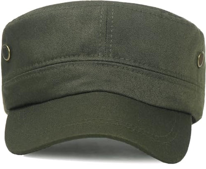 Unisex Classic Cadet Army Hat Flat Top Baseball Cap Military Hats - color: Green