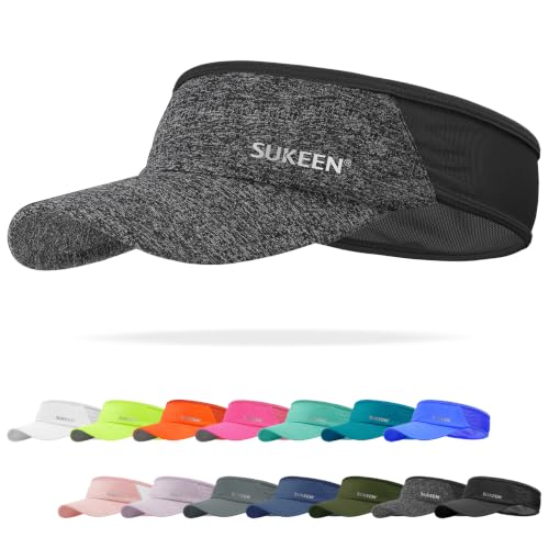 Sukeen Lightweight Sports Sun Visor Hat for Men Women - color: Black/Grey