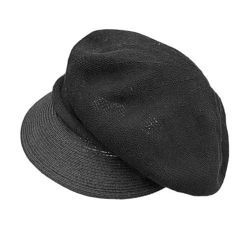 Summer Beret Hat for Women, Breathable Thin Beret Hat Adjustable Lightweight Newsboy Cap - color: Black