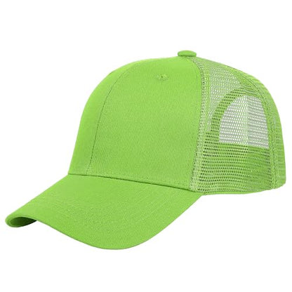 Falari Trucker Hat Baseball Cap Structured Plain Design 6 Panel, Adjustable Size - color: 1pk Light Green