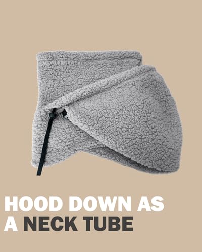 Shy Velvet Sherpa Hood Balaclava Wind-Resistant Ski Mask for Men and Women - color: Gray