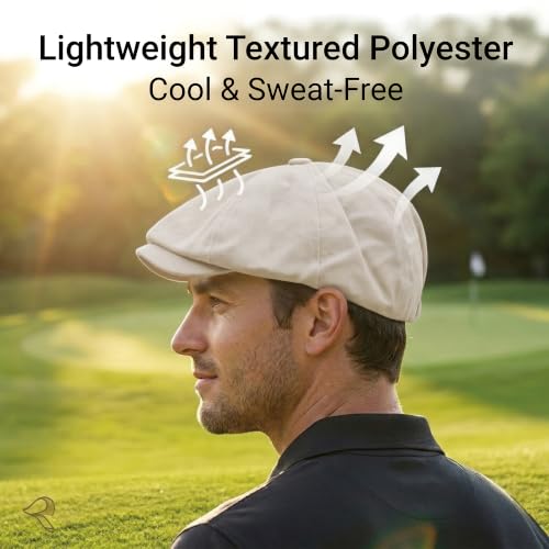 ZLYC Newsboy Cap for Men Summer Flat Cap Lightweight Beret Hat - color: Plain Beige
