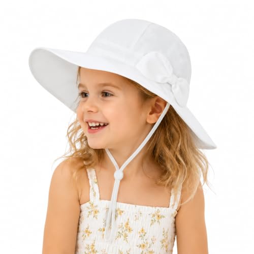 Baby Toddler Sun Protection Bucket Hat Infant Beach Summer Hats for Girl - color: White, size: 12-24 Months