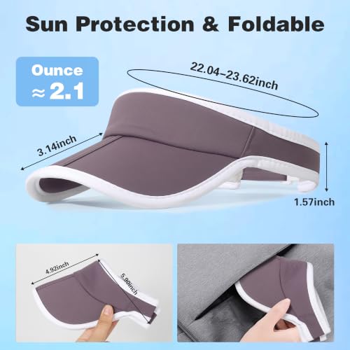 Sun Visor Caps Foldable Brim Adjustable Visor Hats for Women Men - color: Deeppurple W
