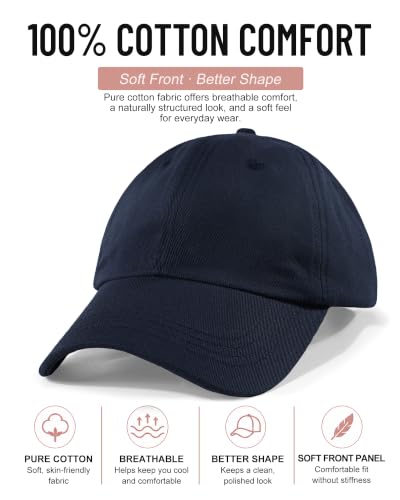 Lvaiz Womens Satin Lined Baseball Cap Washed Cotton Adjustable Dad Hat - color: Navy Blue