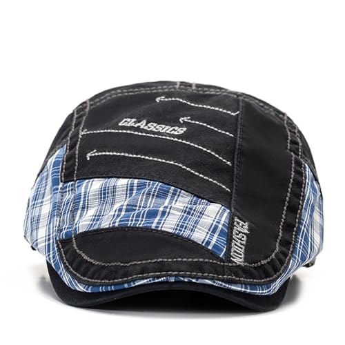 QHFHULV Newsboy Cap for Men Cotton Flat Gatsby Ivy Golf Cabbie Driving Hat - color: Patchwork Khaki