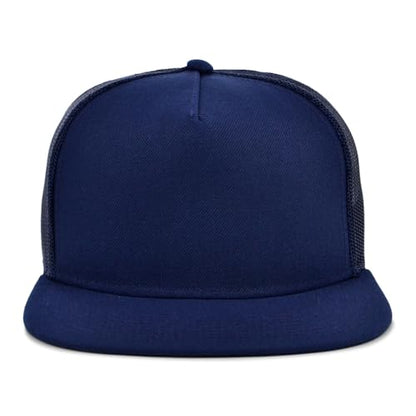 Lids Blank Essential 5-Panel Trucker Adjustable Snapback Hat - color: Navy